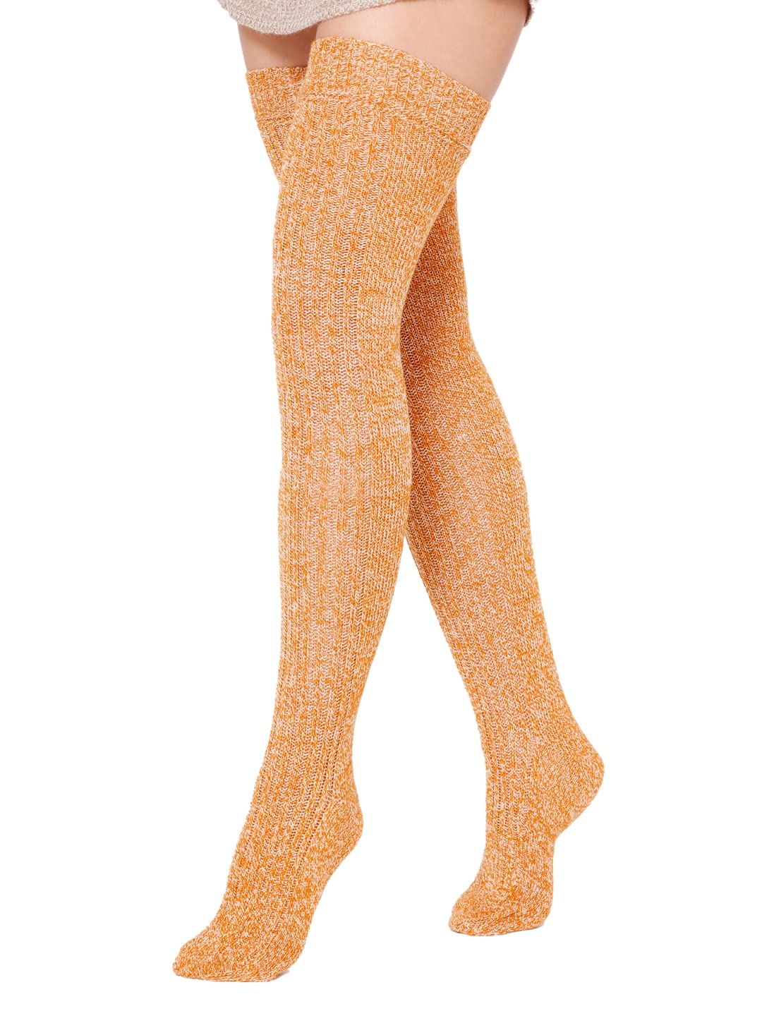 Women Wool Socks Winter Vintage Warm Soft Thick Knit Woolen Thigh Length Long Socks-image-26