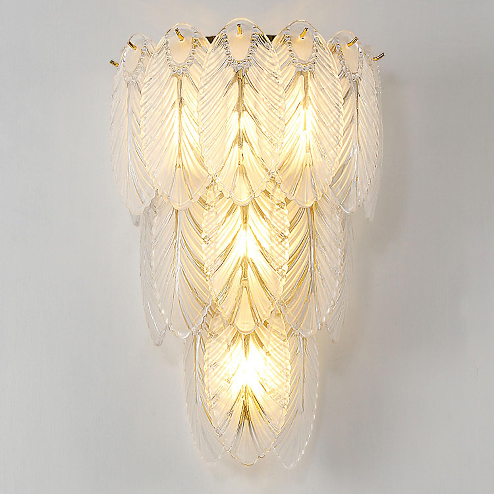 MESOVFCA American Style Leaf Shape Glass Shade Wall Lamp - Rustproof Metal Body for Indoor and Outdoor Decoration(B)