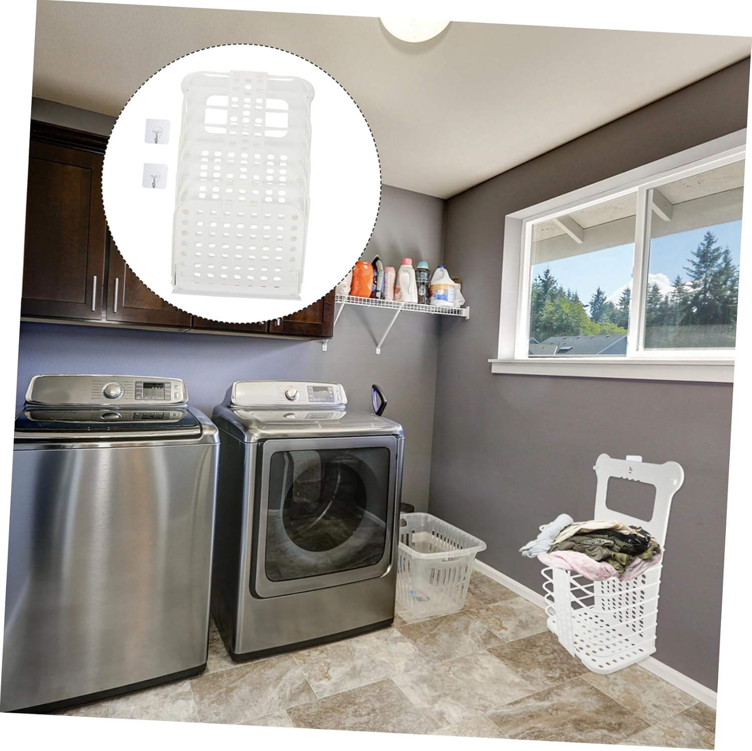 Healifty Foldable Wall Mounted Dirty Clothes Basket Large White Laundry Organizer for Bathroom Bedroom and Laundry Space Saving Storage Basket