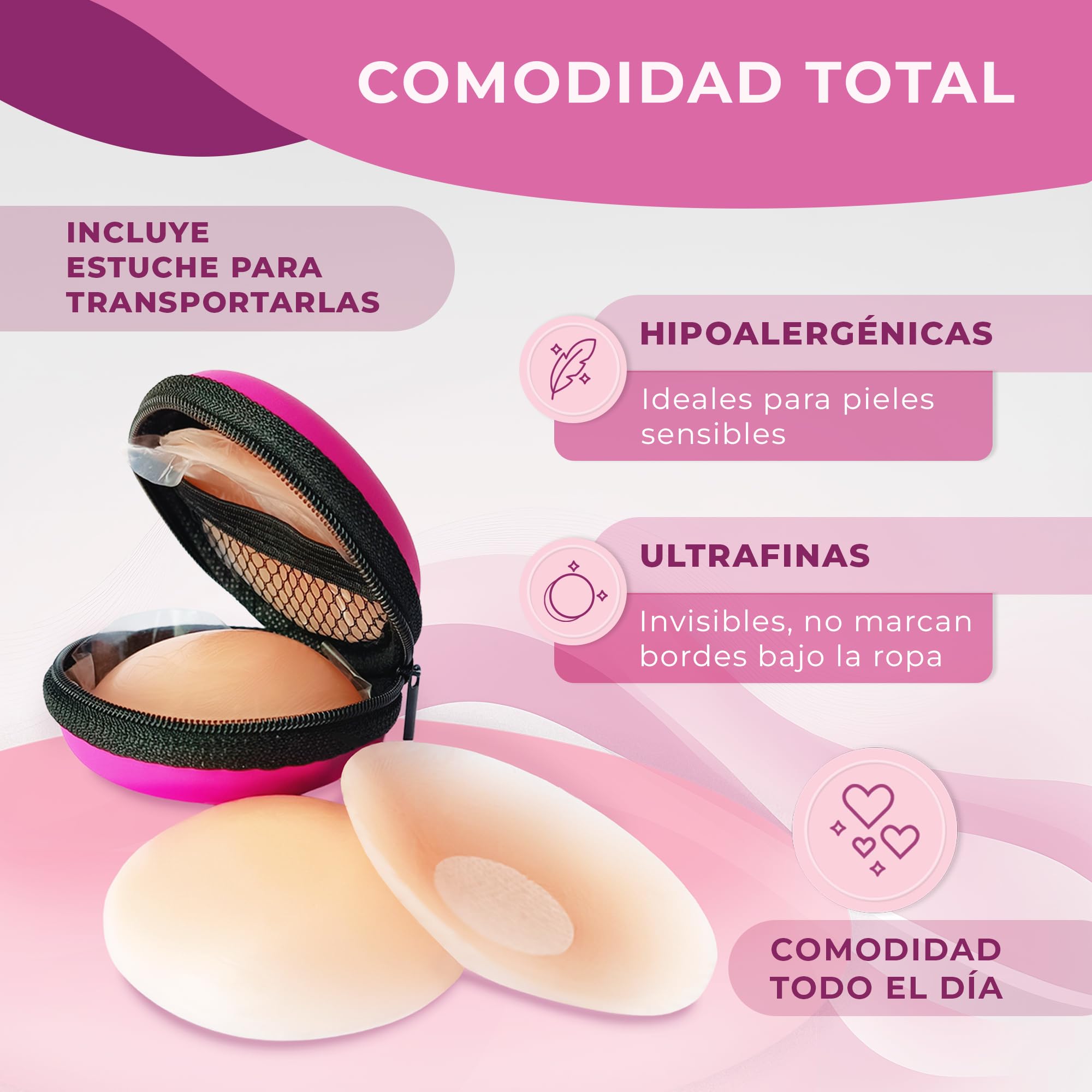 Pezoneras Adhesivas Invisibles de Silicona Fina 6,5cm Reutilizables Hipoalergénico