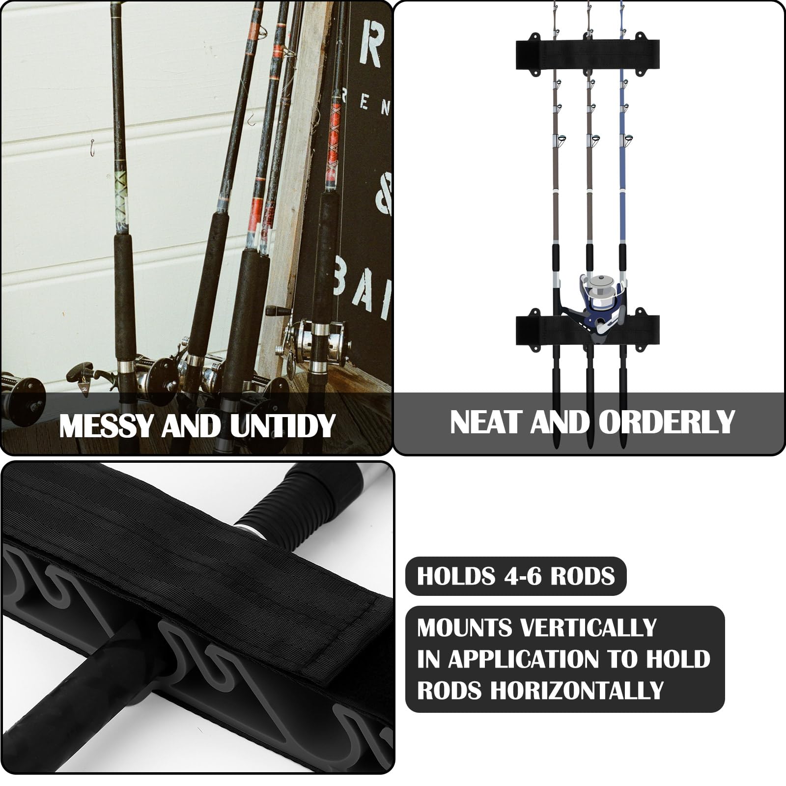 Snapklik.com : Blueweenly 4 Pcs Vertical Mount Fishing Rod Holders For ...