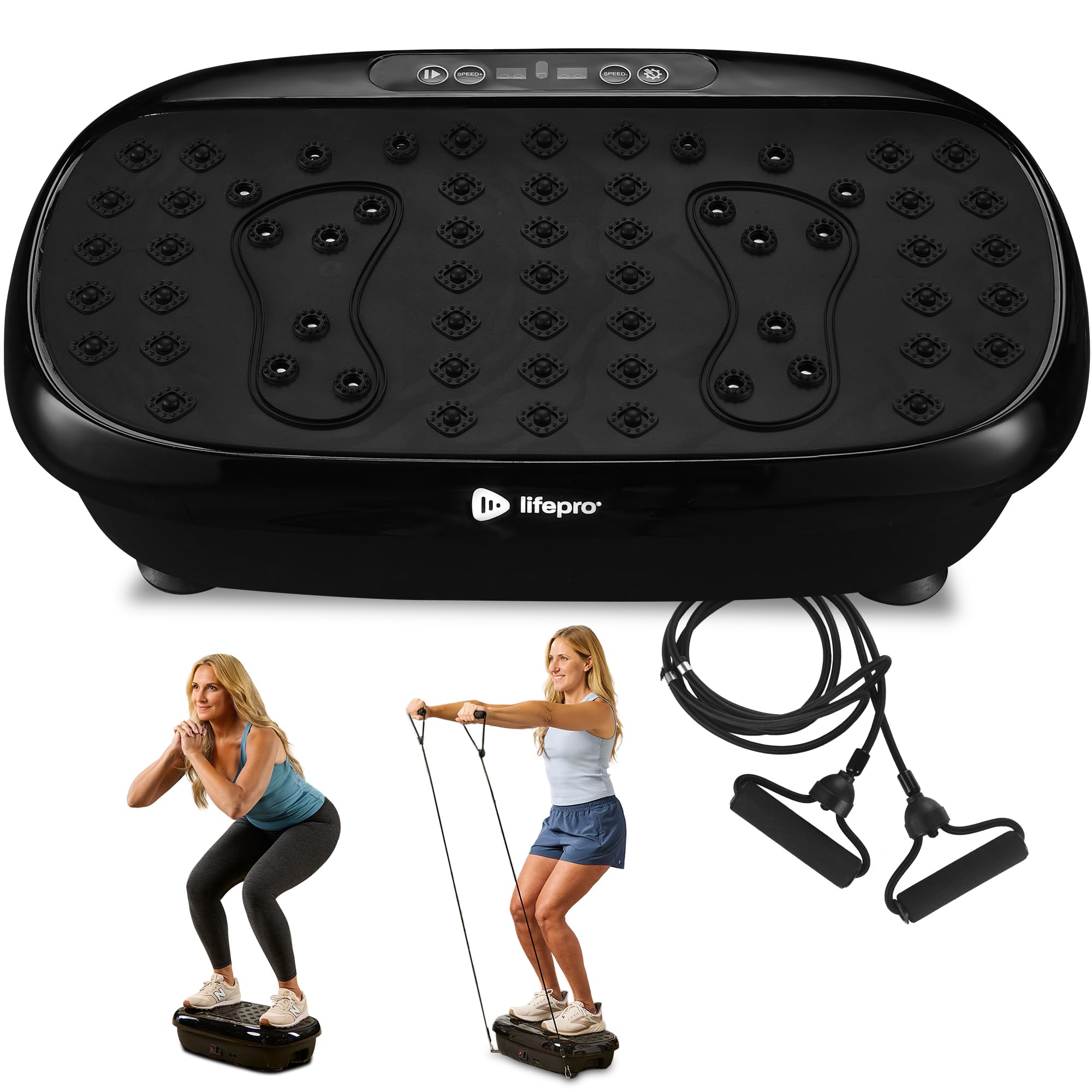 LifePro Vibration Plate Training Device – Hexaplate for Lymphatic Drainage and Weight Loss – with LED Display, Remote Control, and Quiet Motor (Black)