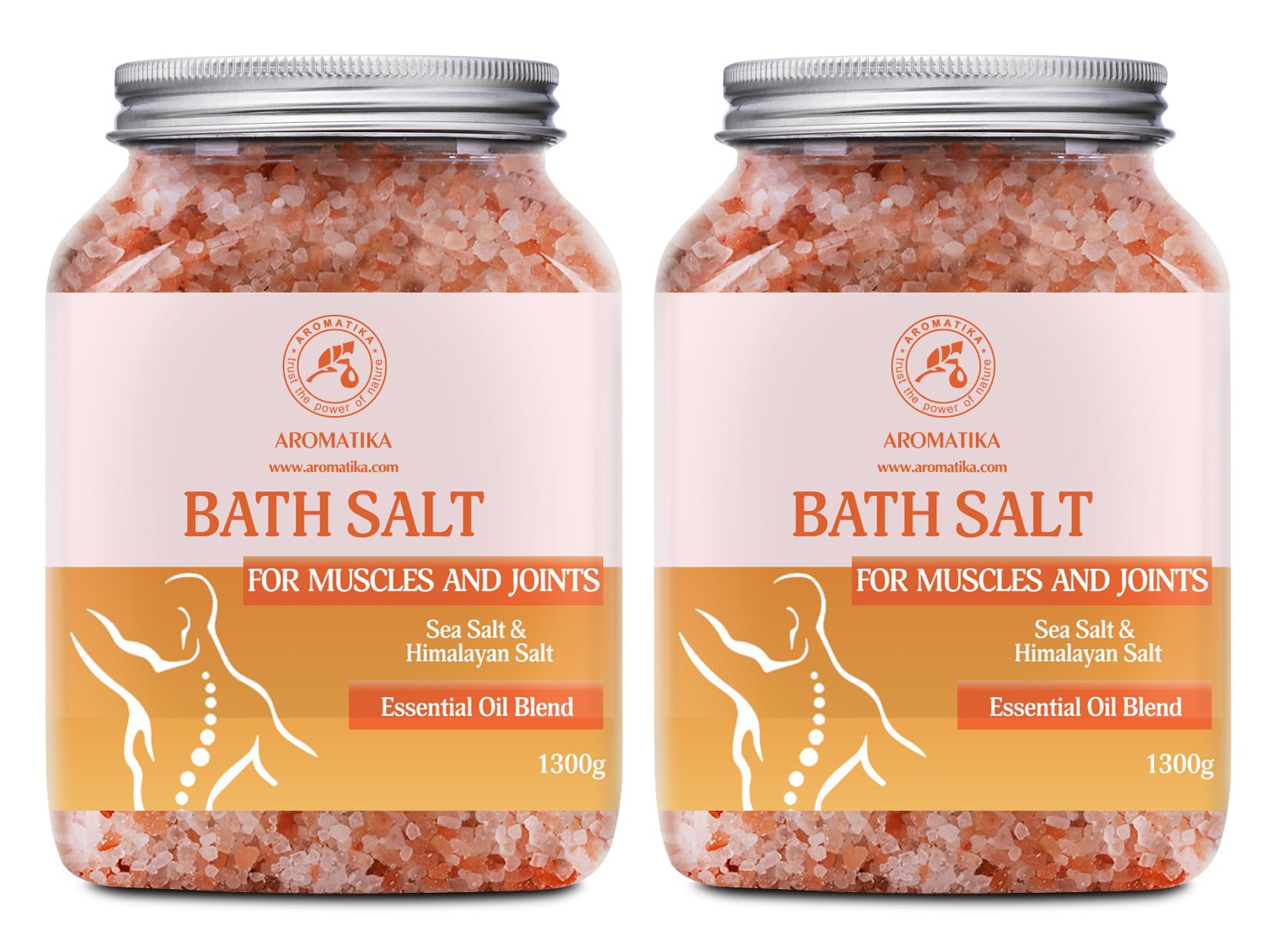 Sales de Baño Set Articulaciones & Músculos 2х1300g - Aceites Esenciales de Lavanda & Salvia & Romero - 100% Natural Sale Marina - Cuidado del Cuerpo - Baños de Relajación - Calma - Aromaterapia