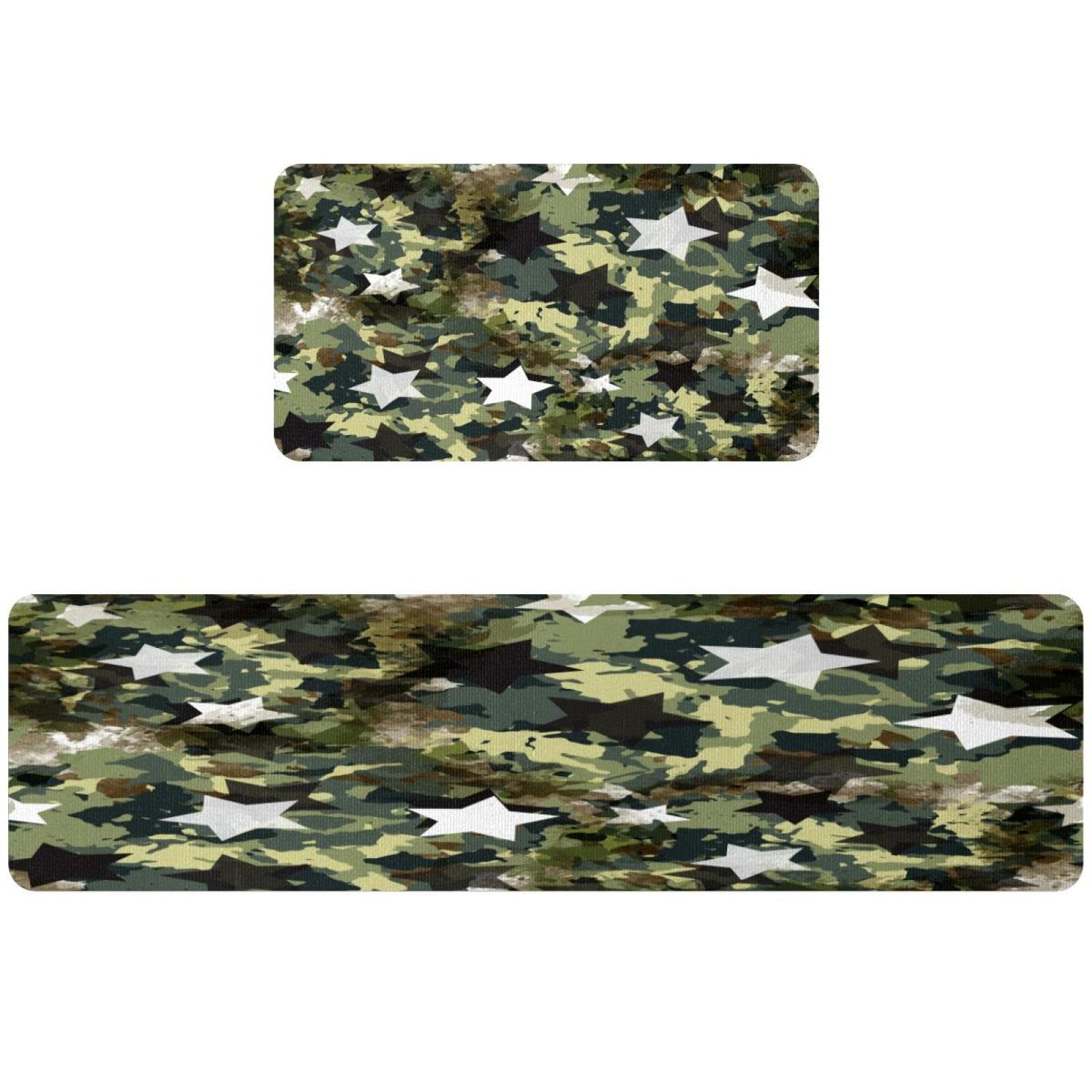 Alfombrilla de cocina absorbente verde militar lavable y juego de alfombras