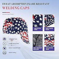Vista 4 de TRQWH Gorra de Soldadura 100% Algodón Gorras de Soldadura para Hombres 3 Pzas con Malla Interior Absorción de Sudor Resistente a las Llamas Gorra