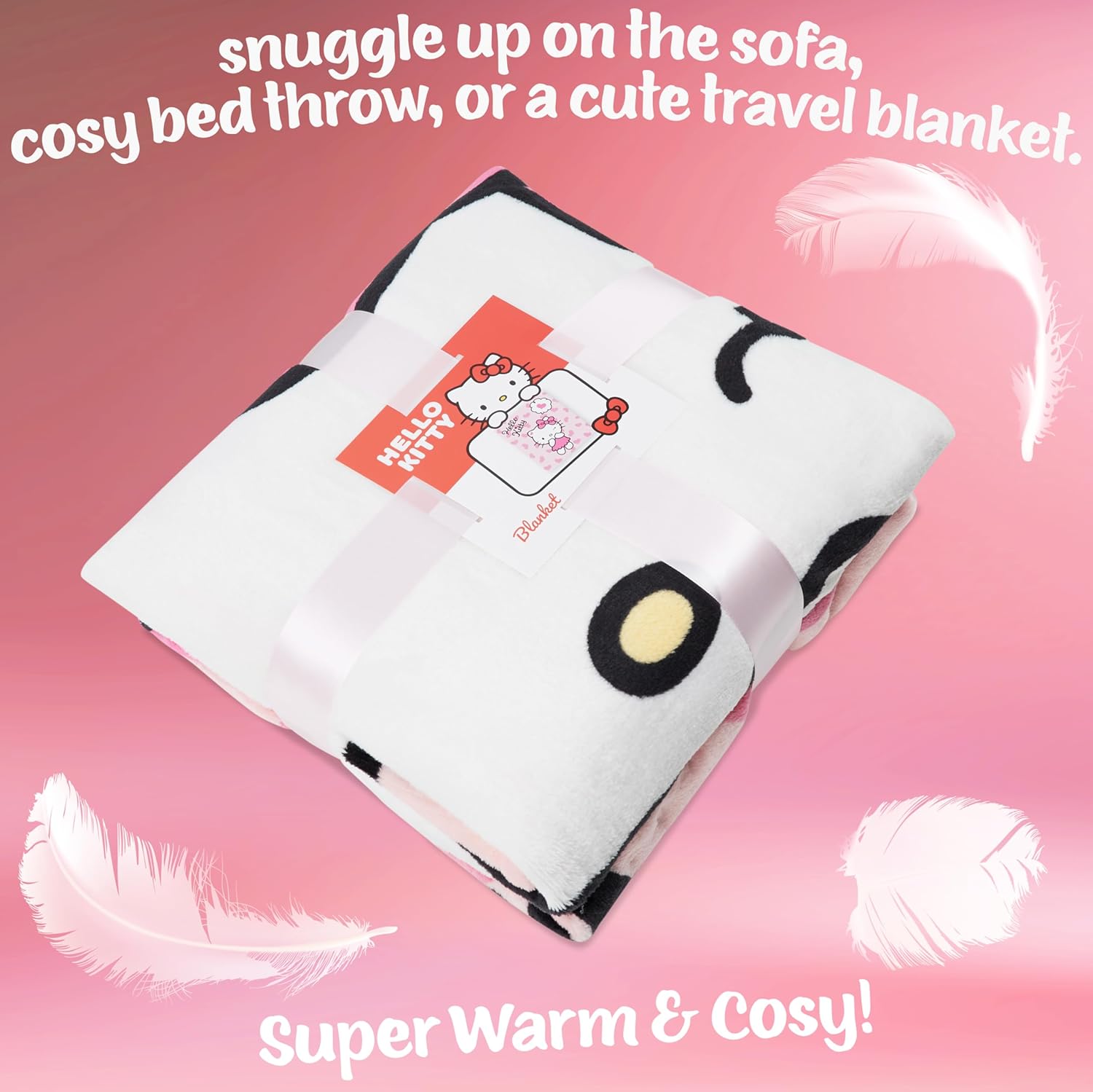 Hello Kitty Sanrio Fleece Throw Blanket, 59x51in, Cinnamoroll Soft Bedding, Bed Decor, Room Decor, Kawaii Gifts for Women (Pink Hello Kitty) - Image 4