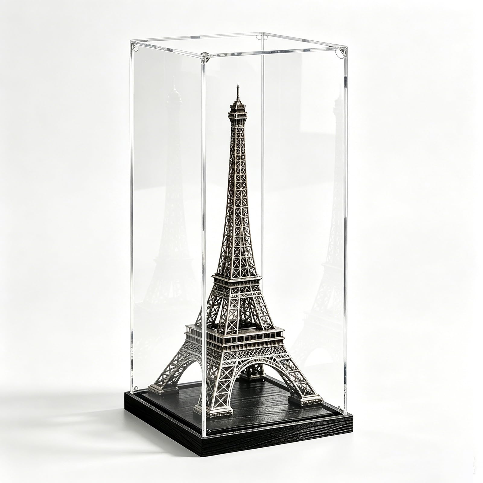 24 26 28 31 in Clear Tall Acrylic Display Case for Figure, UV Protected Collectible Display Box with Wood Base, Dustproof Alternative Glass Case(Black,50x50x50cm/20x20x20in)