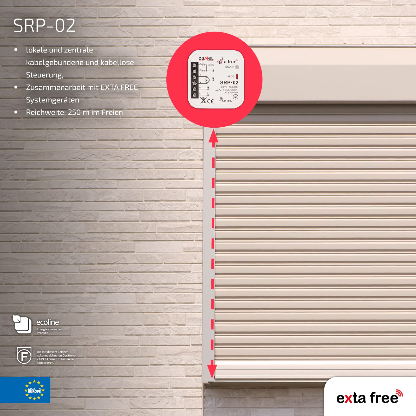 EXTA FREE SRP-02 sterownik radiowy do rolet, 47,5 x 47,5 x 20 mm