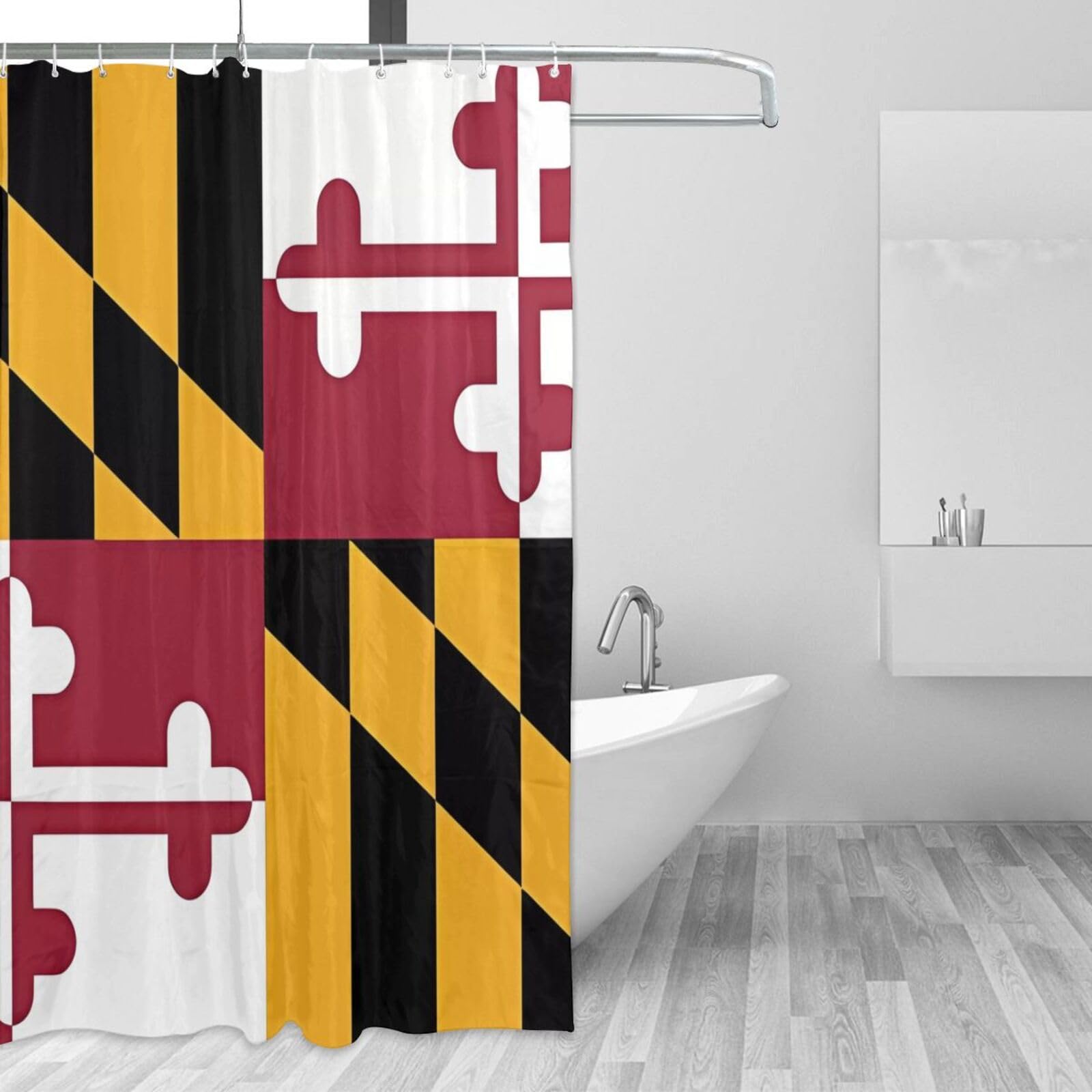 Rideau de douche drapeau du Maryland 183x183 cm imperméable pour baignoire avec crochets