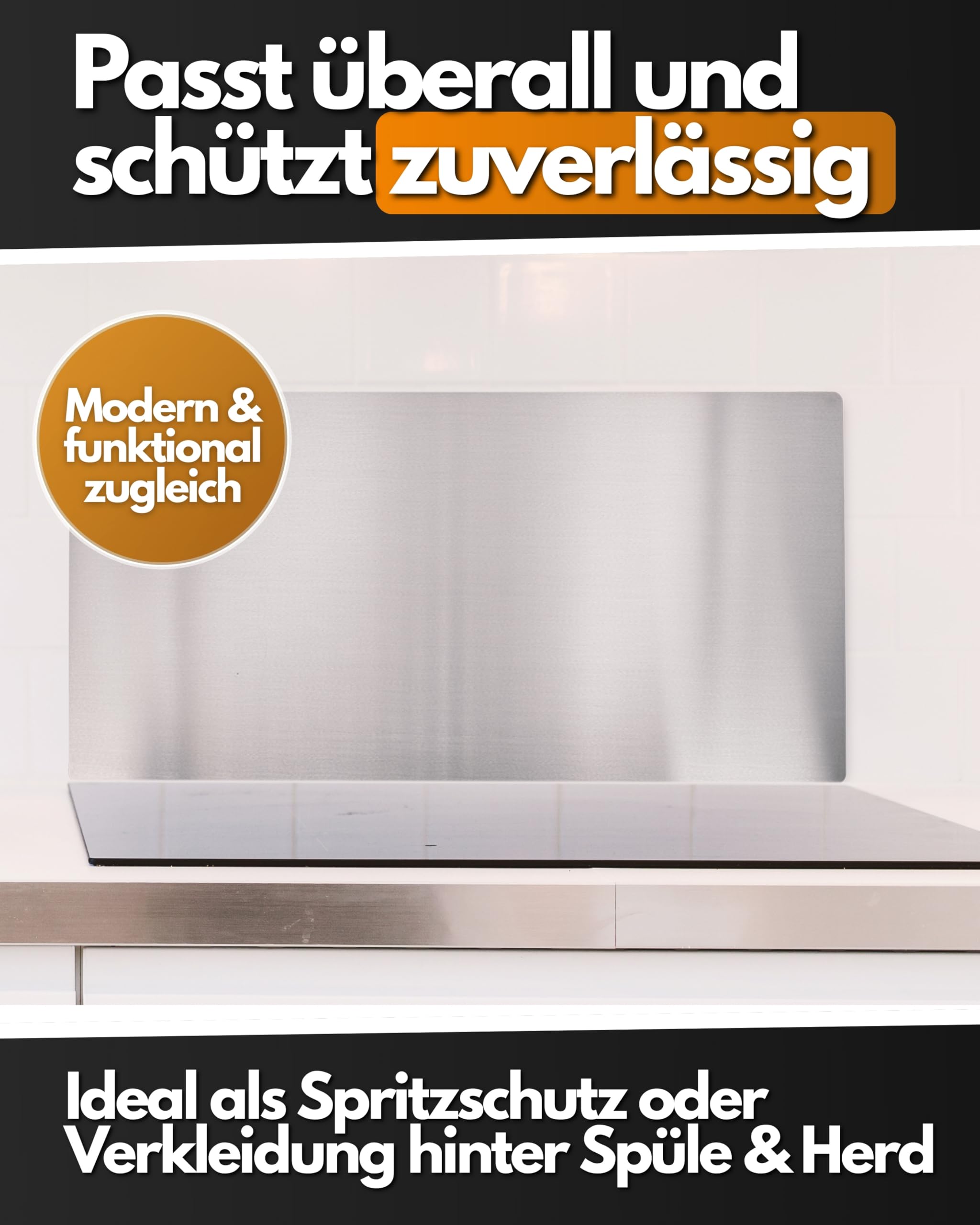Feuerfest 123 Wandverkleidung I 450x600mm I Hochwertige Küchenrückwand aus 100% rostfreiem Edelstahl I Stilvoller Küchen-Rückwandschutz I Robuster Küchenwand-Spritzschutz aus präziser Handarbeit
