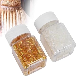 Keratin Glue for Hair Extensions Hair Tools Hair Extension Fusion Tips Rebond Granules Beads Hair Extension Keratin Glue Granule Pellet Granule Bead Hot Fusion Extensions Tool 2 Bottles 100g