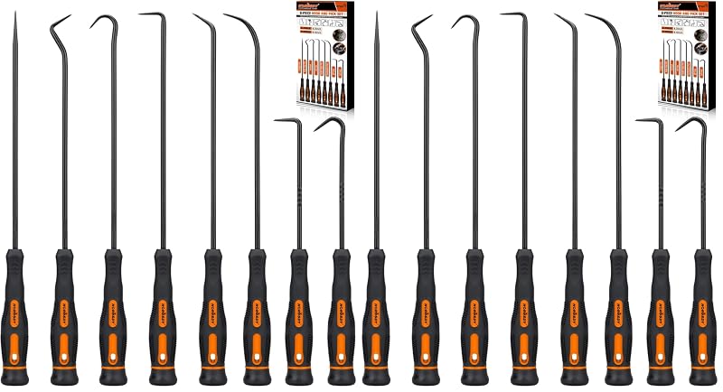 HORUSDY Kit de Ganchos e Sondas para Reparo Automotivo em Aço CR-V, 8 Peças (Pacote com 2)