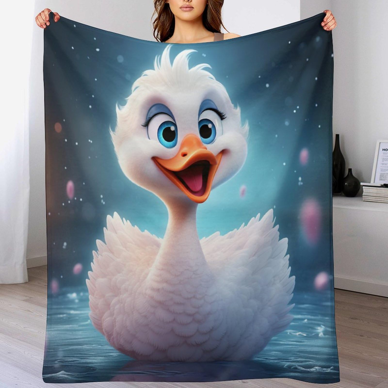 Couverture Polaire Moelleuse pour Soirées Canapé : Plaid Doux White Cygne Lit 180x200