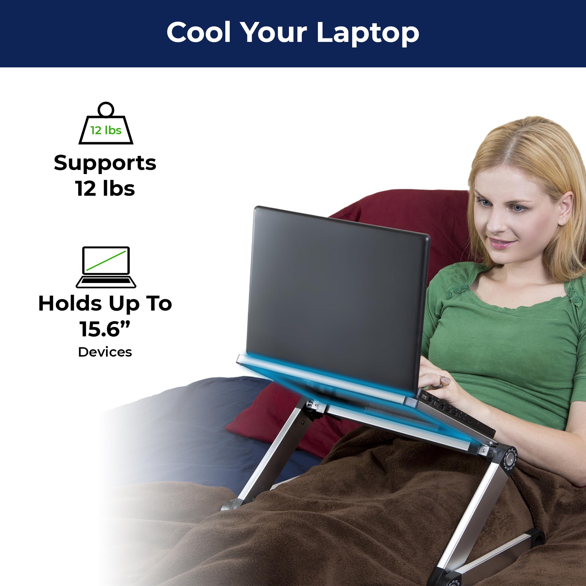 Uncaged Ergonomics WorkEZ LIGHT Super Lightweight Folding Laptop Stand Lap Desk for Bed Couch ergonomic adjustable height angle tilt aluminum cooling cooler small foldable desktop riser tray silver - Image 4