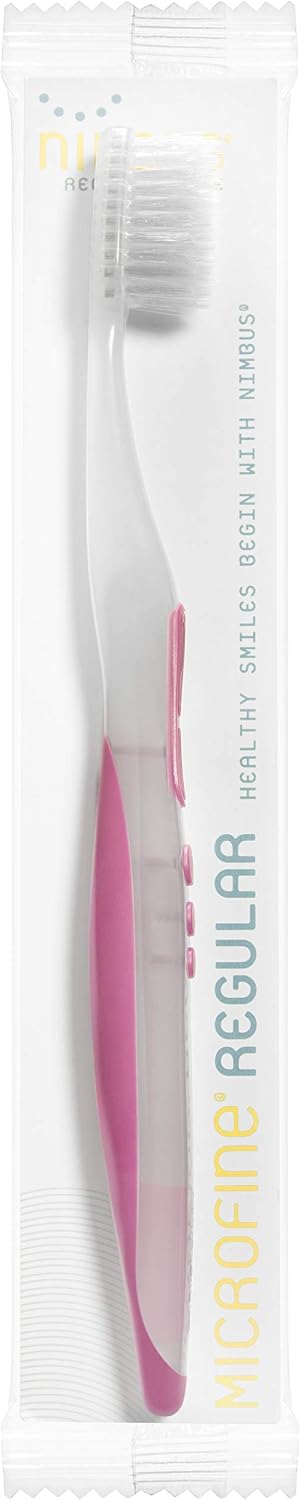 Nimbus Extra Soft Toothbrush (Regular Size Head), Periodontist Design Tapered Bristles for Sensitive Teeth and Receding Gums, Individually Wrapped Plaque Remover Travel Toothbrush (Color May Vary)