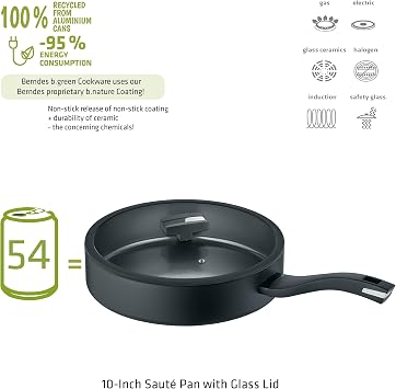 Berndes b.Green Aluminium Recycled Induction Pan 24 cm, Saute Pan Made from 100% Recycled Drinks Cans, Black