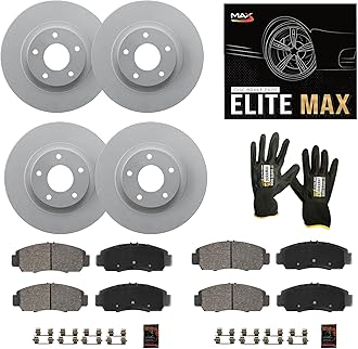 Max Advanced Brakes Front & Rear Brake Kit Compatible With 2011 2012 2013 2014 2015 2016 Kia Sportage AWD Replacement Geomet Coated OE Disc Brake Rotors and Ceramic Brake Pads