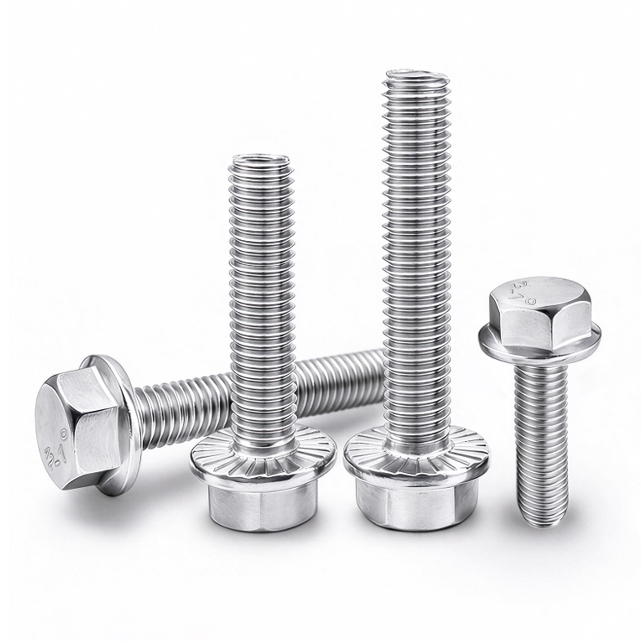 Hoomuy M6 x 50mm 12pcs Heavy Duty Flanged Hex Head Bolts, Flange Hexagon Head Screws, Stainless Steel 304, Metric Fully Threaded, Bright Finish