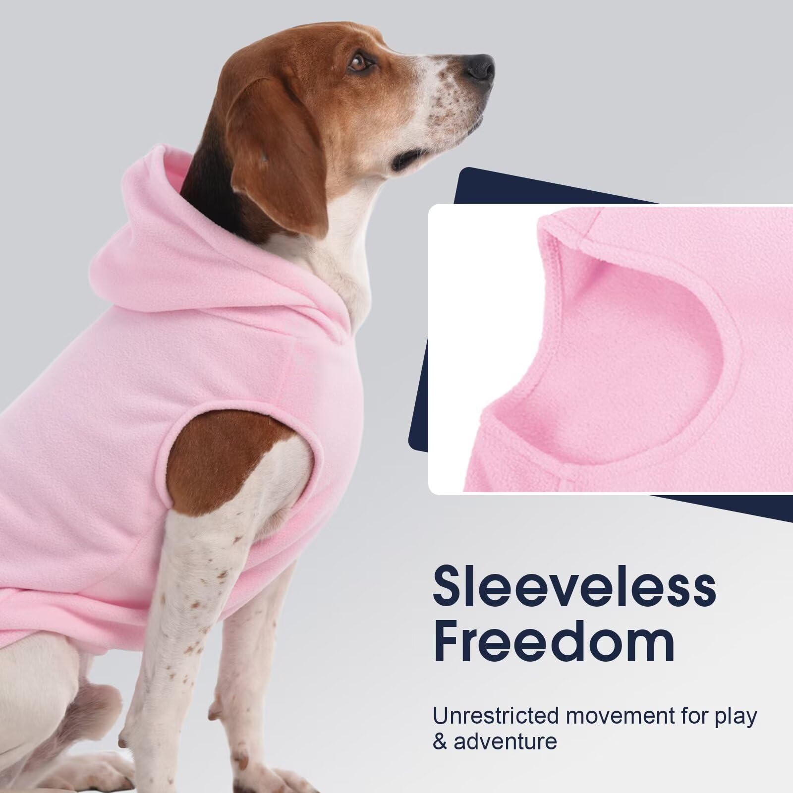 IECOii Dog Hoodie,Polar Fleece Dog's Sweatshirt Fall Dogs Jumper with Hood,Warm Pet Sweaters for Medium Dogs Boy Girl,Sleeveless Doggy Hoodie Medium Dog Winter Clothes for Pug,Jack Russell,Pink,M - Image 4