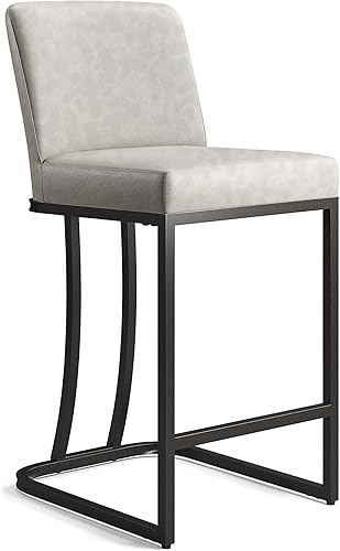 Miniatura 27 de MAISON ARTS Taburetes de bar de altura de mostrador con respaldo para encimera de cocina, taburetes de bar tapizados modernos de piel sintética de