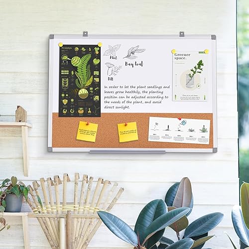 Vista 67 de S SWANCROWN Tablero de fieltro blanco combinado/tablero de cartas/pizarra blanca de borrado en seco para oficina, aula y hogar, negro, 24 x 18