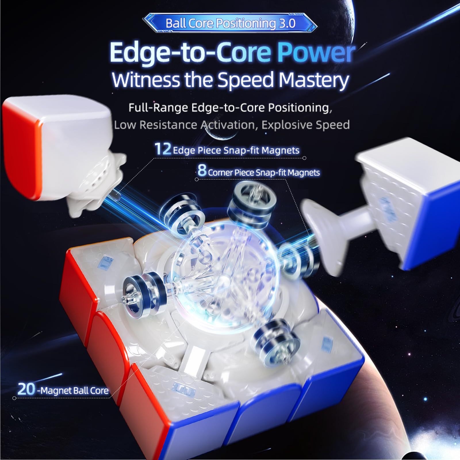 Moyu Super Weilong v2, Magnetic Magic Cube Stickerless 3x3 Maglev Easy Turn & Smooth Ball-Core Version Design Faster & Professional