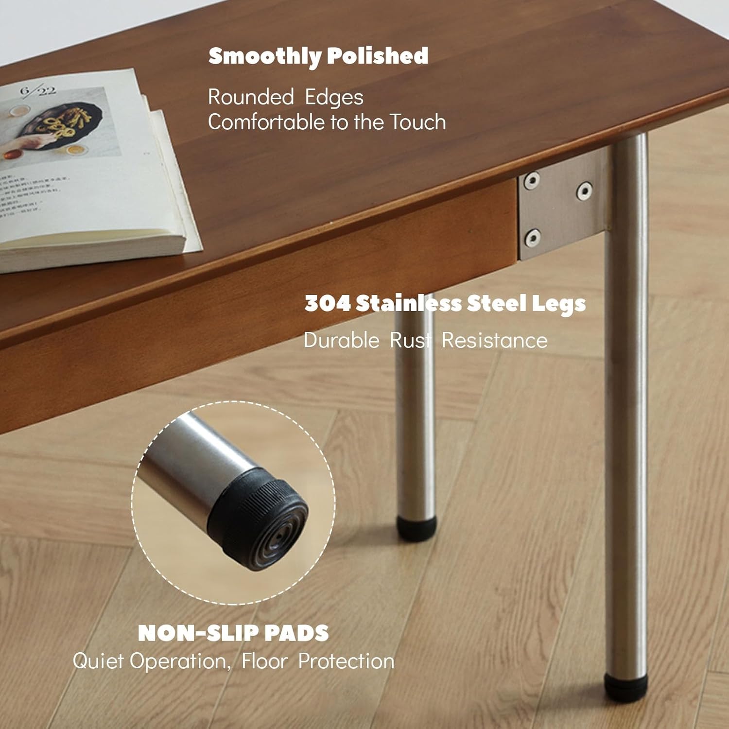 43.3" 51" Long Entryway Bench Solid Wood Dining Shoe Rack End of Bed Bench Easy to Assemble with Metal Legs Sturdy Supports 440lb for Bedroom/Living Room/Hallway(Walnut Color,43.3")