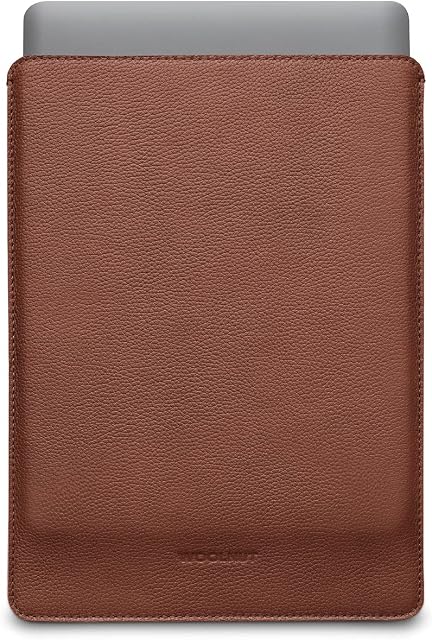 Woolnut Leather & Wool Sleeve Case Cover, for MacBook Pro 13 & Air 13/13.6 inch (New model) - Cognac Brown