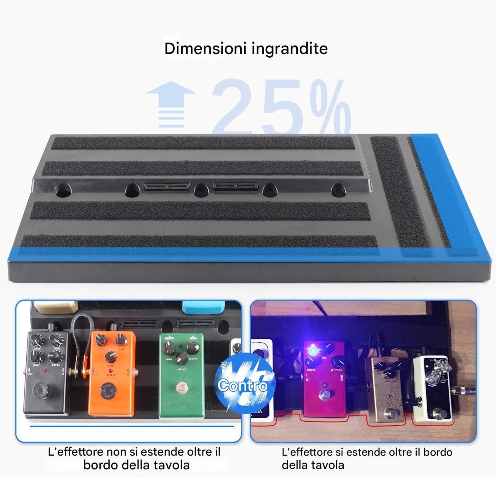 Pedalboard mit integriertem Stromversorgung, Powered Pedal Board Große | Basszubehör Hochfest leichte Pedalboard für die Aufnahme der Leistungsproben