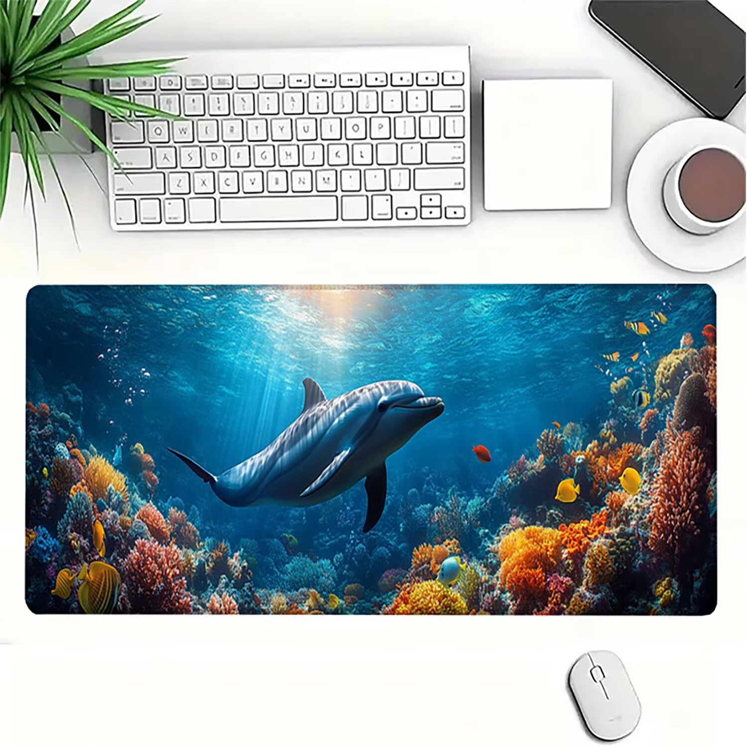 Podkładka pod mysz Lejnlnng XXL - 120x60cm - Podkładka pod mysz dla dużych graczy, Ocean XL antypoślizgowa gumowa mata na biurko, wodoodporna podkładka pod mysz o wysokiej precyzji i szybkości baza JL