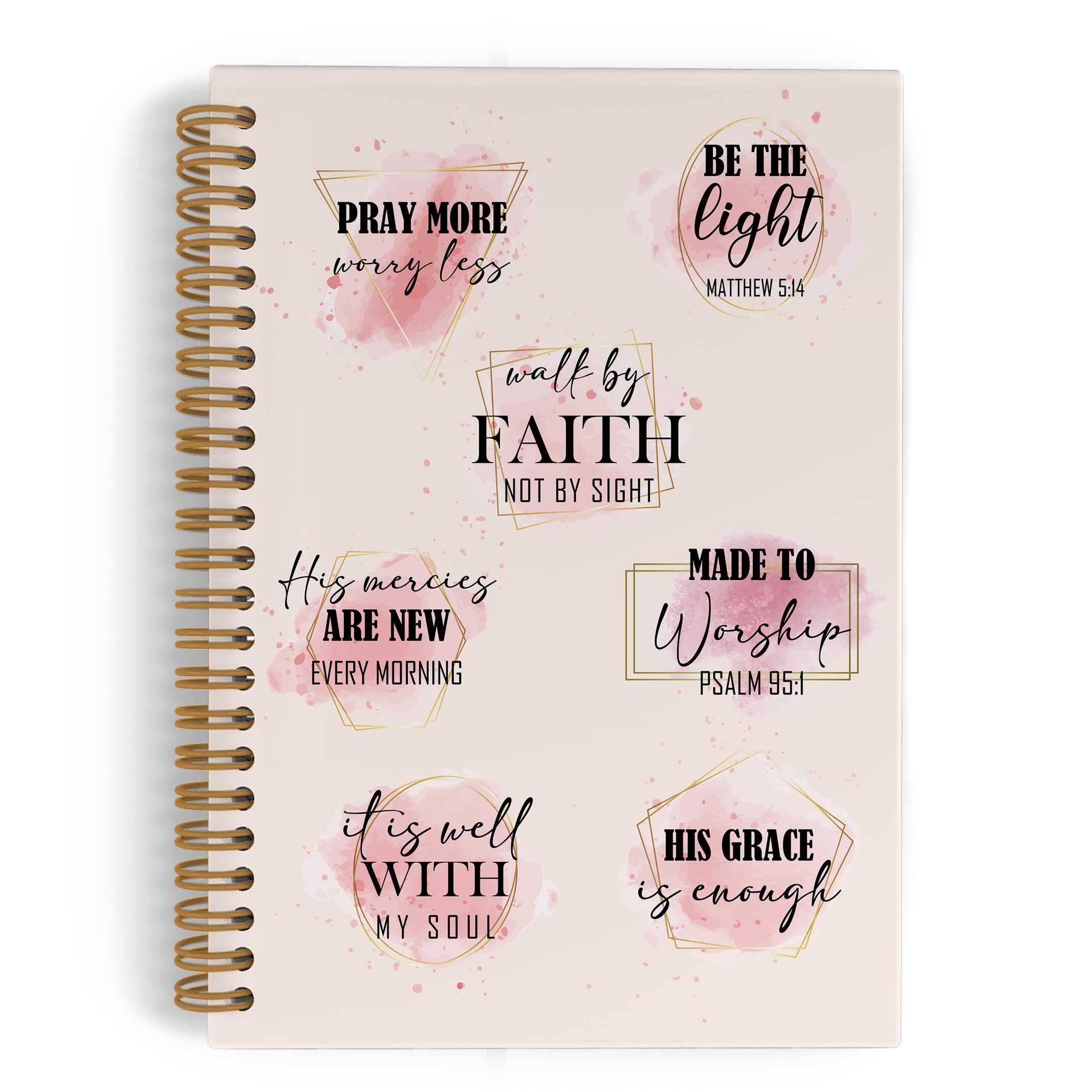 QLMX Cuaderno rosa con espiral de la Biblia, cuaderno cristiano, diario bíblico, cuadernos de fe cristiana para trabajo escolar, estudio bíblico rosa, suministros de oficina, regalos para mujeres,