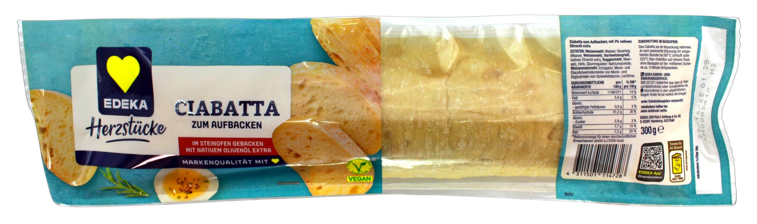 Herzstücke Ciabatta zum Aufbacken, 18er Pack (18 x 300g)