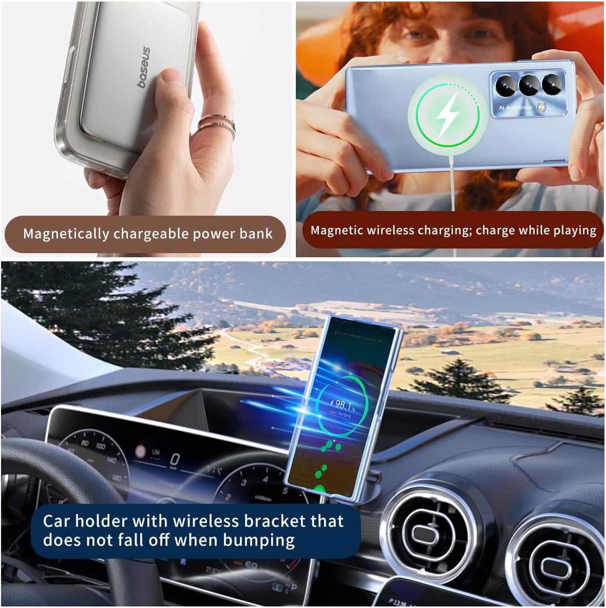 Magnetic Compatible with Samsung Galaxy Z Fold 7 Case with Screen Protector, Built-in Hinge Protection,Full-Body Shockproof Phone Case for Z Fold 7 with S Pen Slot Supports Wireless Charging(Blue)