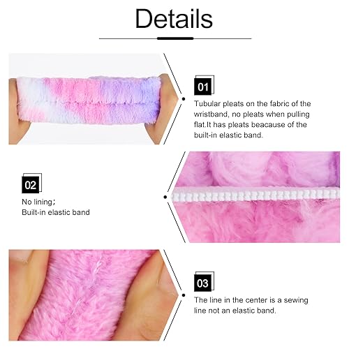 Miniatura 6 de WHAVEL Juego de 6 diademas y muñequeras de spa, diadema para lavado de cara, para el cuidado de la piel, para lavar la cara