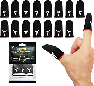 15 PCS Mobile Phone Gaming Finger Sleeves, Finger Sleeves Compatible with All Touchscreen Devices, 0.15mm Superconducting Nanofibers, Smooth Feel, Anti-Sweat, Extremely Thin, Red Edge