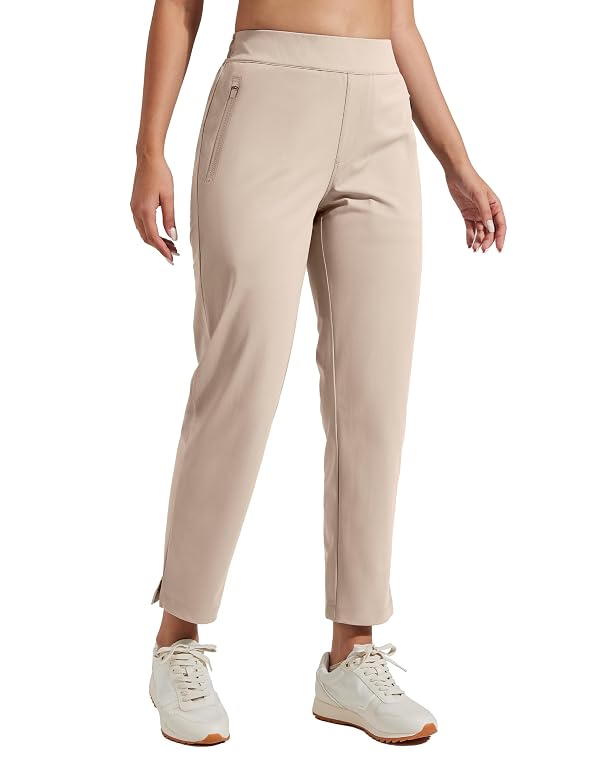 Pioneer Camp Womens Golf Pants with Zip Pockets High Waisted Stretch 7/8 Ankle Dress Work Business Casual Slacks Travel Pants Light Khaki M by Pioneer Camp - Used condition - US$28.09