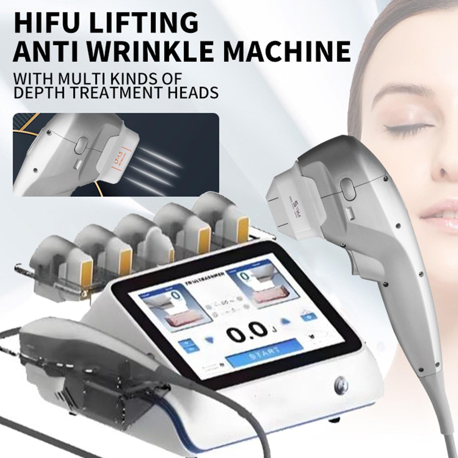 Máquina De Reafirmación Facial 7d Hifu, Dispositivo Profesional De Lifting Facial Y Corporal para Reducción De Arrugas, Reafirmación Y Antiedad con 7 Sondas