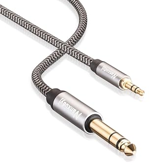 6.35mm to 3.5mm AUX Cord 6ft, 3.5mmTRS 1/8" Male to 6.35mm 1/4" Male Stereo Audio Cable Nylon Braid Aux Cord Cable Compatible Headphones,Laptop,Home Theater Devices,and Amplifiers & More