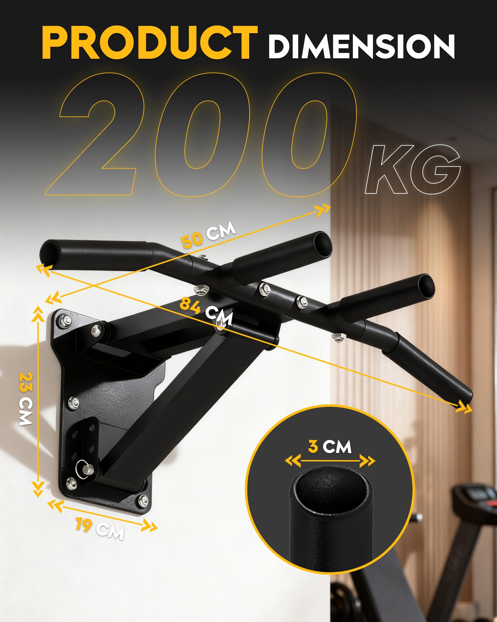 GuuG Klimmzugstange Wand Pull Up Bar: Pullup Wall Wandmontage Verstellbare Klimmzug Stange Multifunktion Klappbar Klimmzugreck Home Gym Sport Geräte für Zuhause