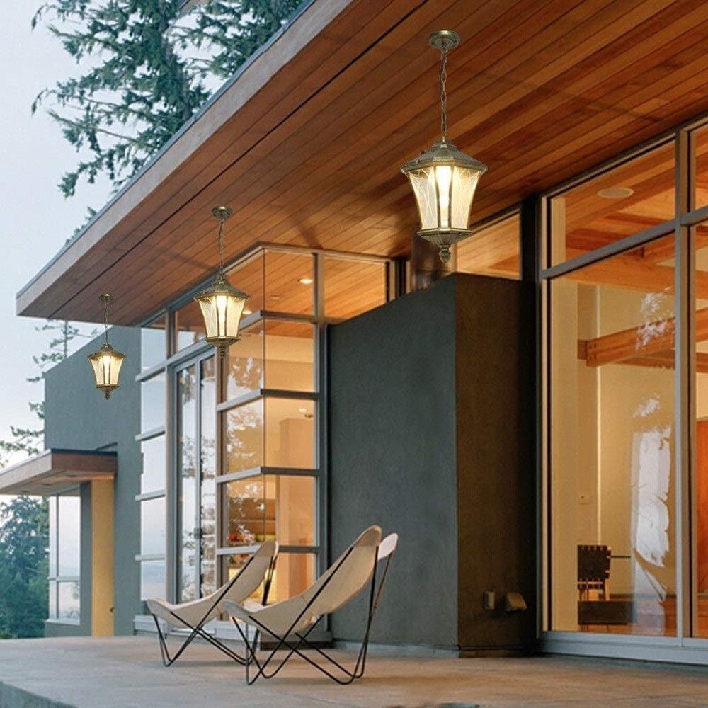 Zewnętrzna aluminiowa lampa wisząca Tradycyjne zewnętrzne sufitowe lampy wiszące 1 × E27 Vintage Antyczne aluminiowe wykończenie Przedpokój Ogród zimowy Balkon Weranda Żyrandol Interesting