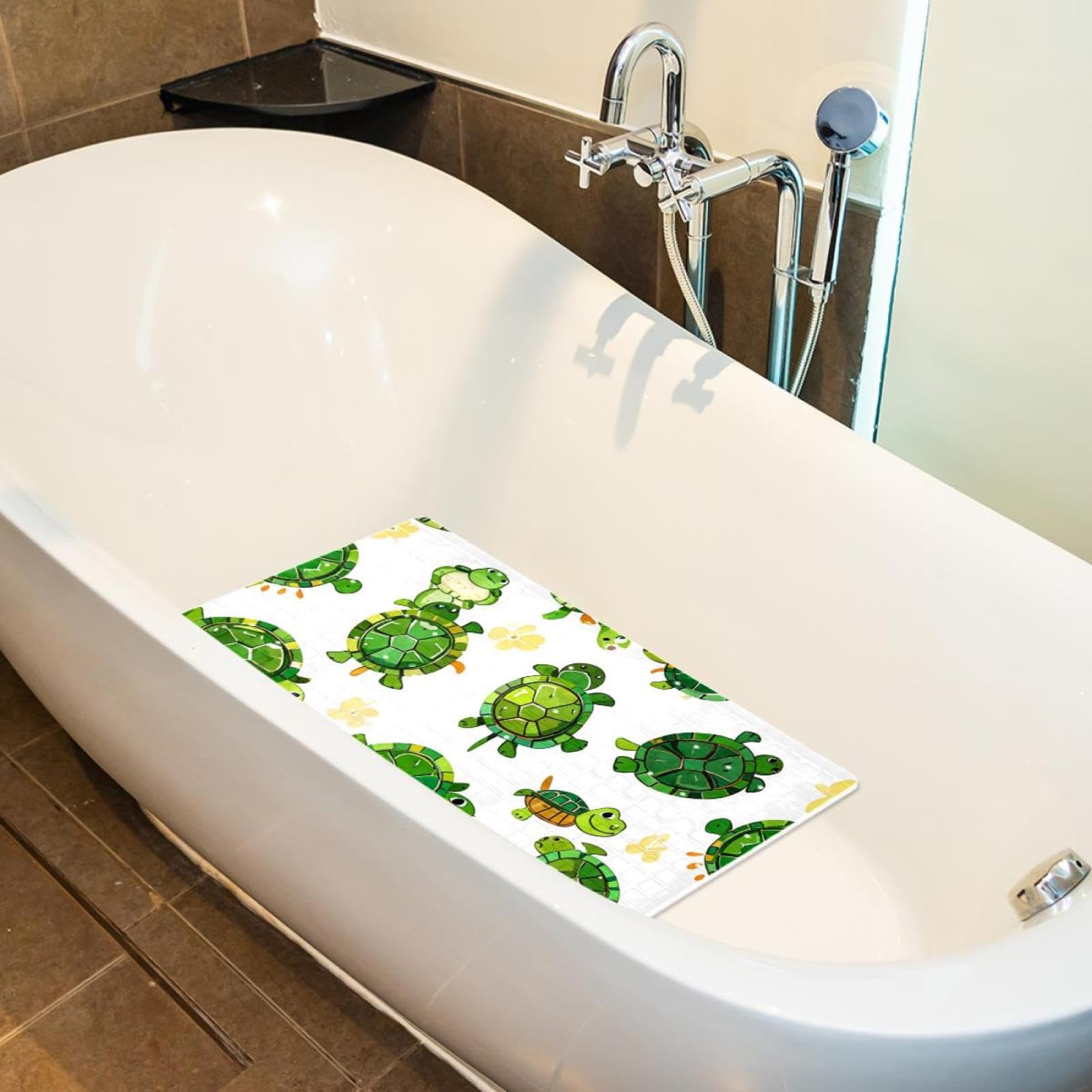 Tapis de bain de qualité supérieure - Antidérapant, facile à nettoyer et sans danger pour toute la famille - Motif tortue humoristique