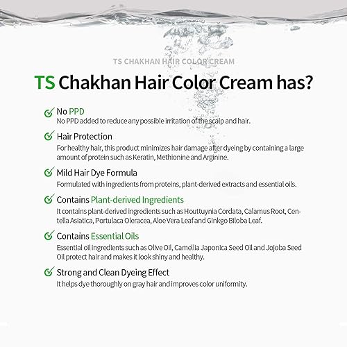 Miniatura 4 de 【Paquete de 2】 TS Chakhan - Crema de color para el cabello, tinte permanente para el cabello para cobertura de canas, sin PPD, sin amoníaco