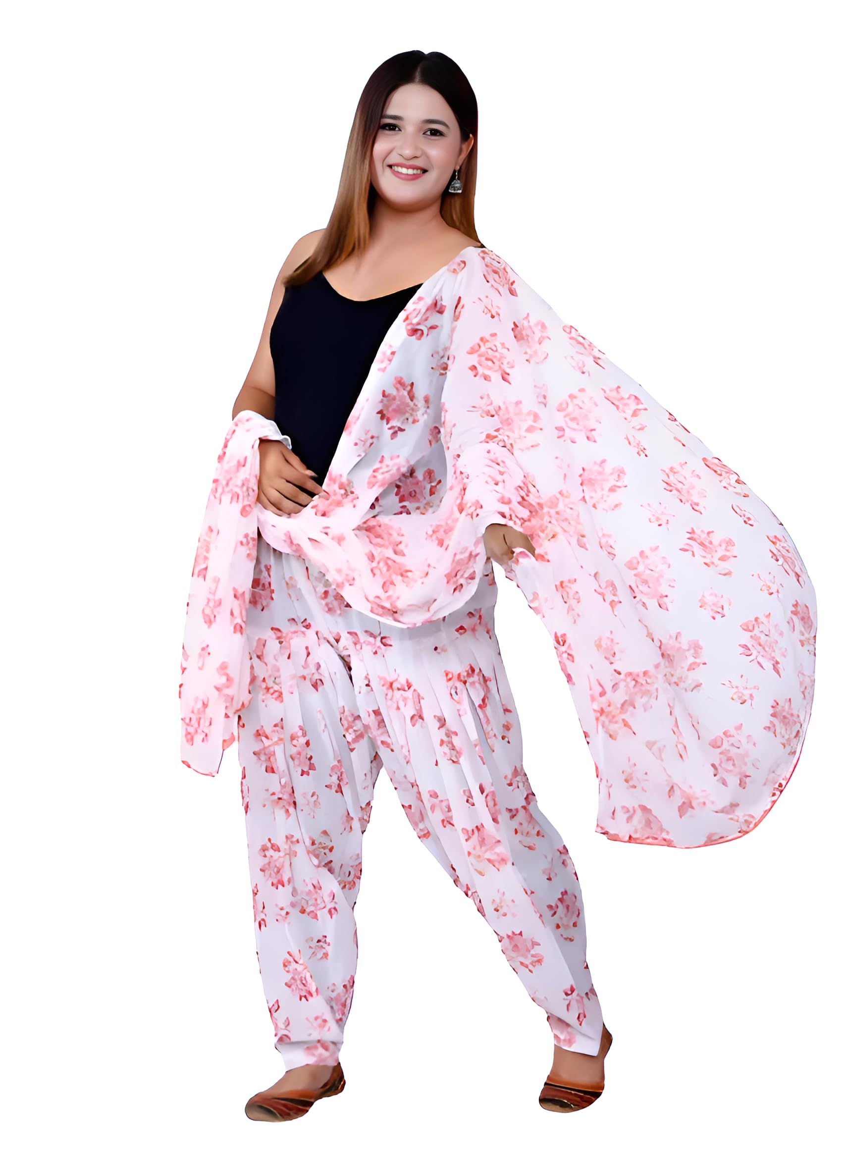 KHEEAA Fashion's Womens Cotton Pastel Flower Printed Patiala Salwar with Matching Dupatta (Free Size)-picture-15