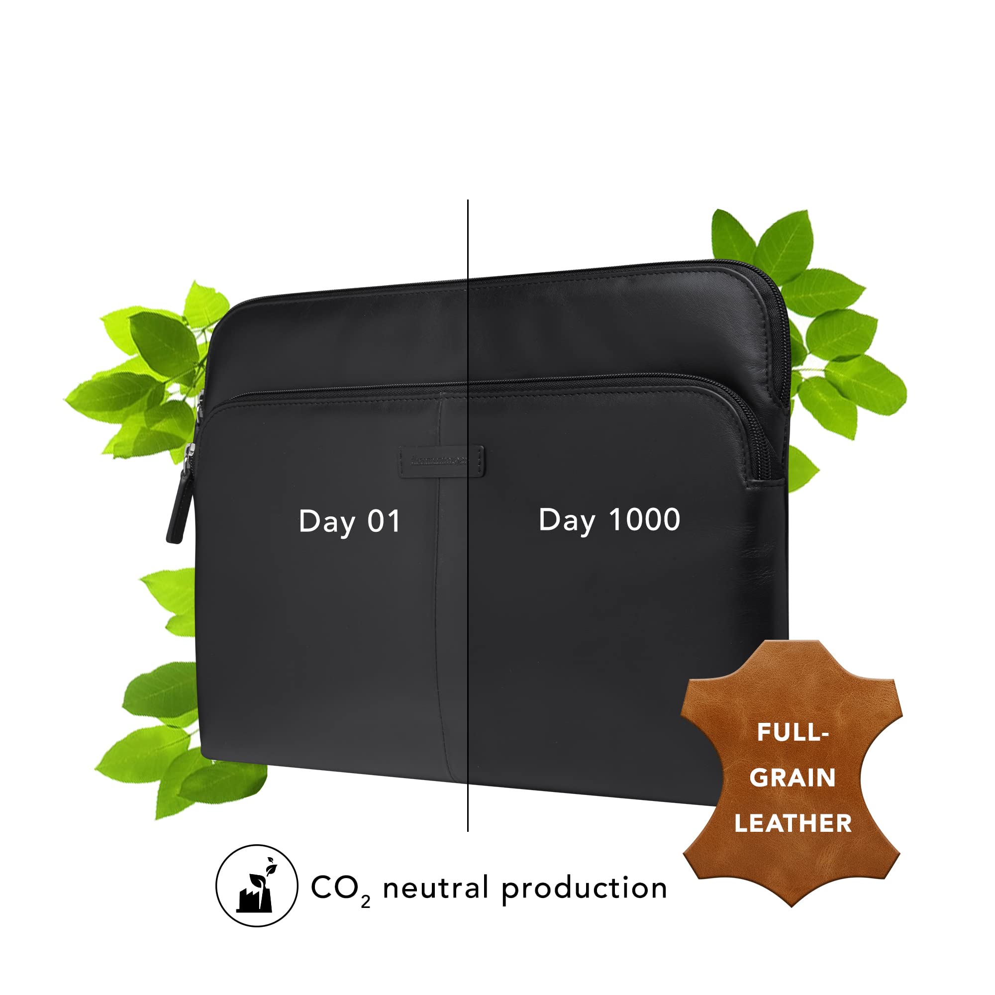 dbramante1928 - Funda para portátil Skagen Pro+ - Compatible con MacBook Pro Laptop Air 13" - Funda para portátil - Funda para portátil - Bolsillo Exterior y Cremallera - Piel Negro