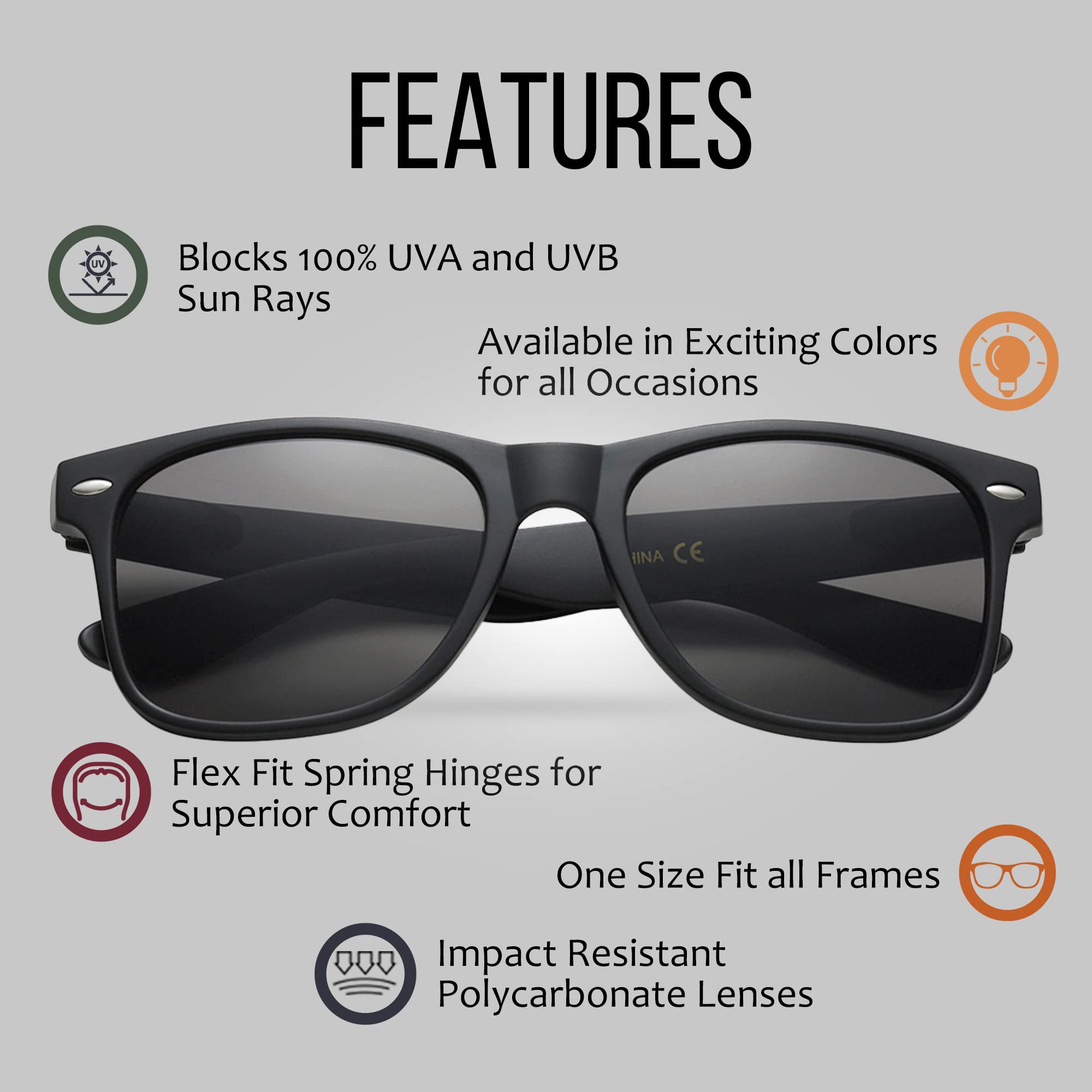 Gafas de sol con protección UV para hombres y mujeres, ligeras y duraderas, unisex, con bisagras flexibles, paquete de 10 unidades