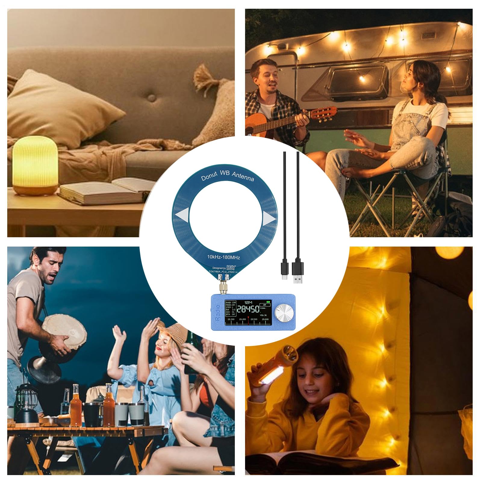 Receptor Estéreo FM Receptor de Radio FM de Bolsillo | 800mA Con Pantalla HD IPS De 4.8 Cm, Antena, LSB, USB, AM, Reproductor Para Hogar, Karaoke, Vehículo, Teatro, Autocaravana,