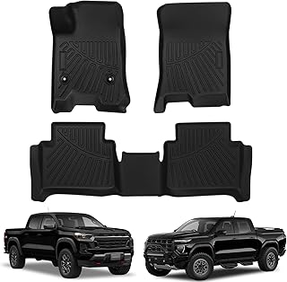 TECHPICCO Floor Mats Fit for Chevy Colorado/GMC Canyon 2023 2024, All Weather Floor Liners 2 Row Floor Mats Compatible with Chevy Colorado/GMC Canyon Accessories 2023 2024