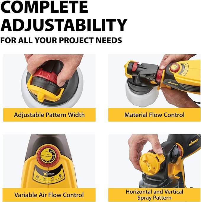 Wagner Spraytech 0529010 FLEXiO 590 Handheld HVLP Paint Sprayer, Sprays Most Unthinned Latex, Includes Two Nozzles - iSpray & Detail Finish Nozzle, Complete Adjustability for All Needs, Multi-Colored