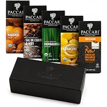 Paccari Premium Organic Dark Chocolate Bars, Variety Gift Box, 5 Pack