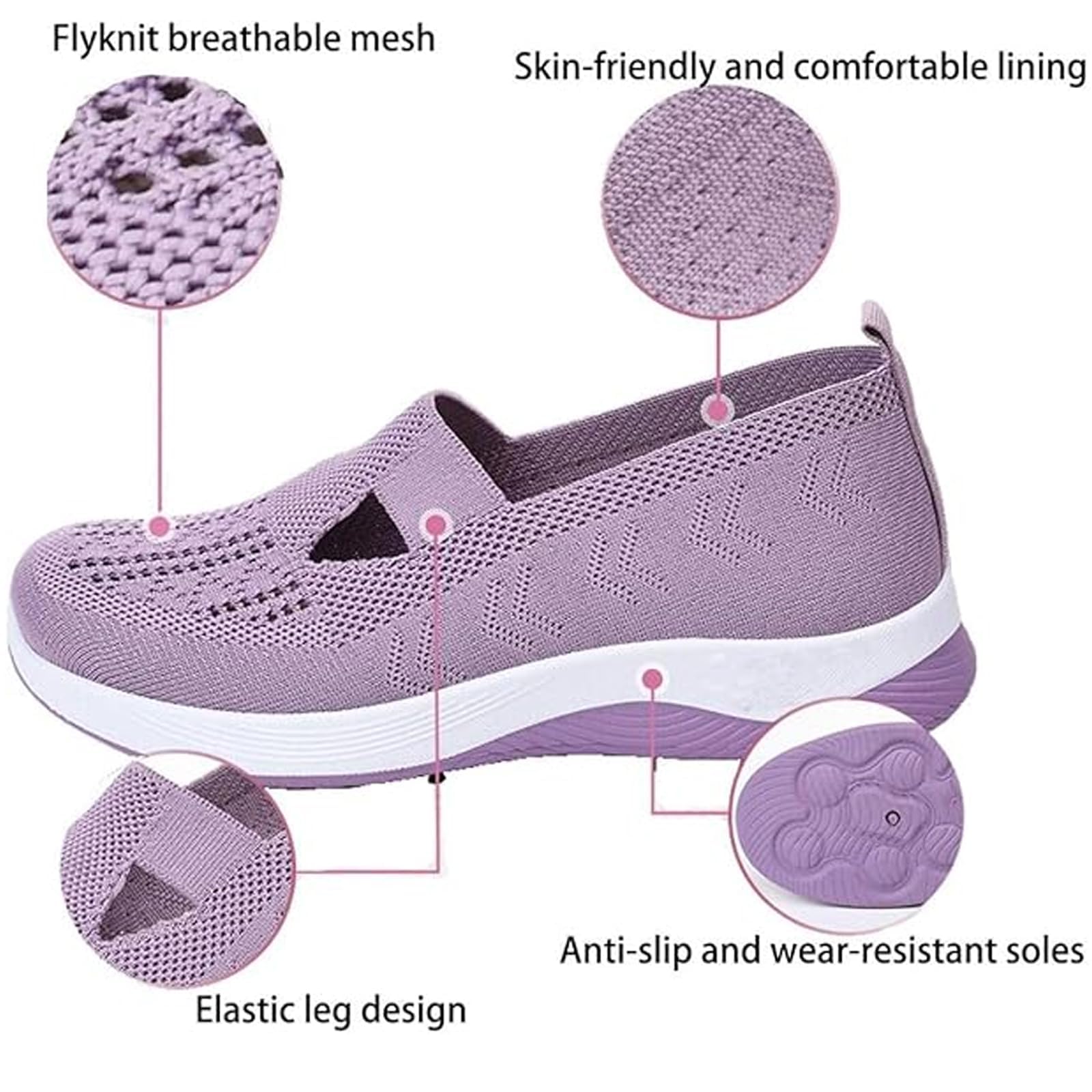 Scarpe Donna Ortopediche Sneakers Slip On Comode Senza Lacci per Alluce Valgo e Fascite Plantare Traspiranti Leggere con Cuscino Aria Scarpe da Ginnastica Camminata Pianta Larga Basculanti Lavoro